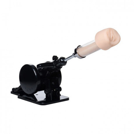 Черная секс машина со сменными насадками вагина и пенис