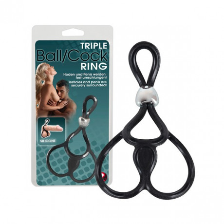 Лассо с подхватом мошонки Triple Ball Cockring