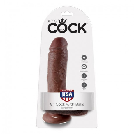 Крупный реалистичный фаллос с мошонкой на присоске King Cock 8 Cock with Balls