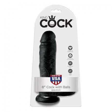 Крупный реалистичный фаллос с мошонкой на присоске King Cock 8 Cock with Balls