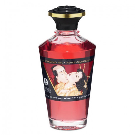 Съедобное массажное масло с возбуждающим ароматом клубничного вина Shunga Afrodisiac