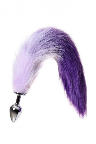 Анальная втулка с бело-фиолетовым хвостом Metal by TOYFA