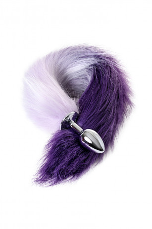Анальная втулка с бело-фиолетовым хвостом Metal by TOYFA