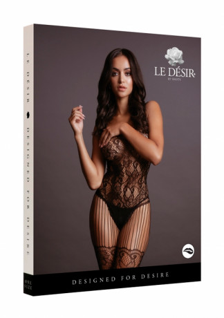 Боди-комбинезон с имитацией чулок. с ажурным рисунком Lace and Fishnet Bodystocking