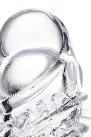 Прозрачная насадка с вибратором и шипами