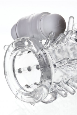 Прозрачная насадка с вибратором и шипами