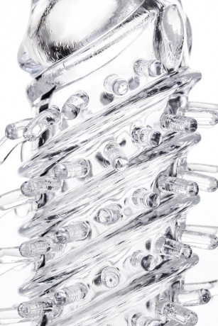 Прозрачная насадка с вибратором и шипами