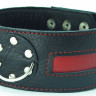 Черный кожаный ошейник с красной кожаной вставкой и кольцом