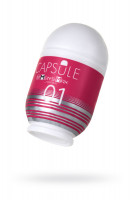 Мастурбатор в удобной колбе розового цвета с рельефной текстурой CAPSULE 01