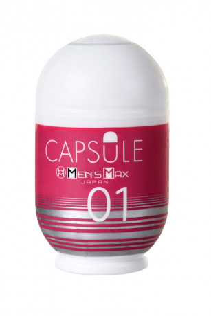 Мастурбатор в удобной колбе розового цвета с рельефной текстурой CAPSULE 01