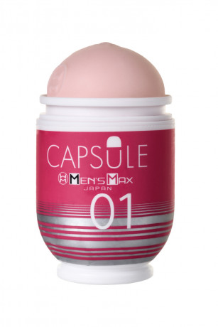 Мастурбатор в удобной колбе розового цвета с рельефной текстурой CAPSULE 01