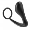Массажер простаты с кольцом на пенис Button Anal Plug