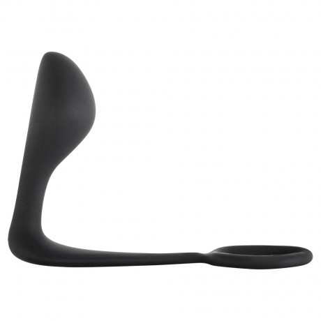 Массажер простаты с кольцом на пенис Button Anal Plug