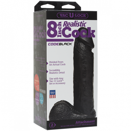 Черный член-насадка для страпона Vac-U-Lock