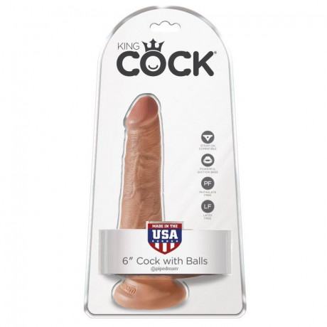 Ультрареалистичный фаллос с мошонкой на присоске King Cock 6 Cock with Balls