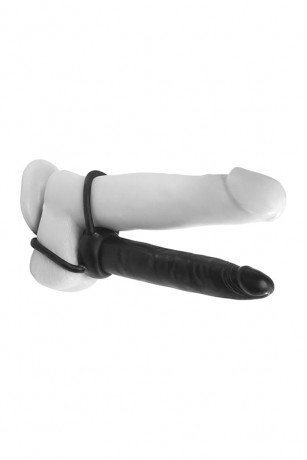 Анальный страпон для двойного проникновения с подхватом мошонки Double Trouble