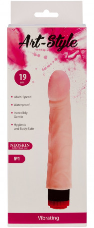 Мультискоростной вибратор телесного цвета из киберкожи ART-Style 1