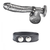 Кольцо на пенис из кожи на клепках SNAP COCK RING