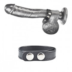 Кольцо на пенис из кожи на клепках SNAP COCK RING