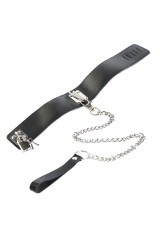 Сексуальный кожаный ошейник и поводок 50 см с замком