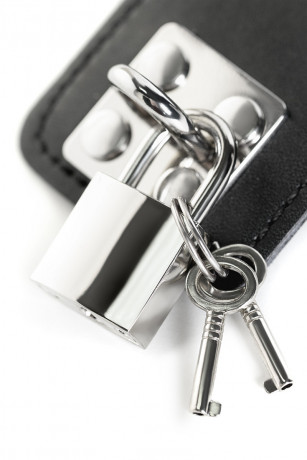 Сексуальный кожаный ошейник и поводок 50 см с замком