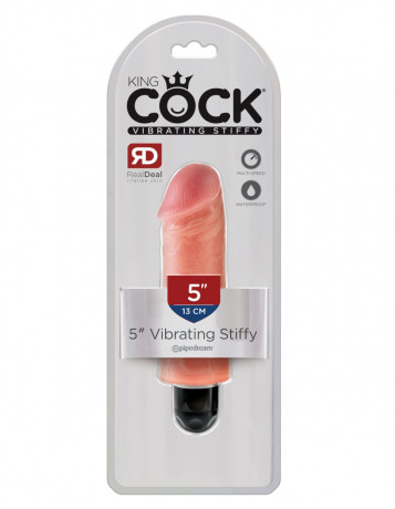 Рельефный телесный фаллоимитатор реалистик с мощной вибрацией King Cock 5