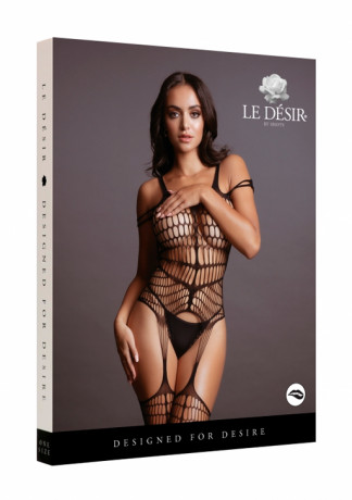 Черный боди-комбинезон с бретельками и имитацией чулок Shredded Bodystocking