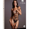 Черный боди-комбинезон с бретельками и имитацией чулок Shredded Bodystocking