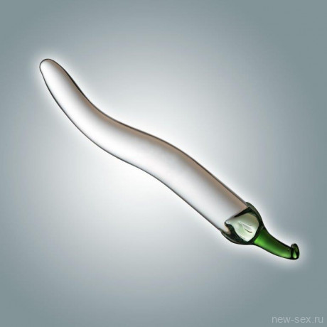 Нереалистичный фаллоимитатор из стекла в форме перца