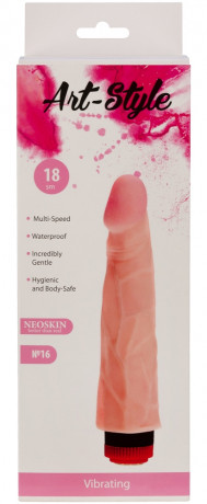 Рельефный вибромассажер телесного цвета из нежной киберкожи ART-Style 16