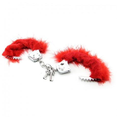 Наручники металлические Feather Love Cuffs с пухом красные