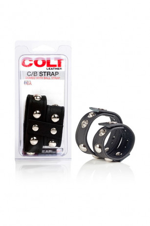 Набор из двух эрекционных колец из натуральной кожи COLT Leather