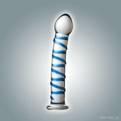 Нереалистичный фаллоимитатор из стекла с рельефной цветной спиралью