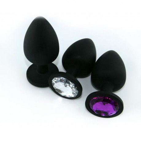 Силиконовая черная пробочка со стразой