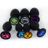 Силиконовая черная пробочка со стразой