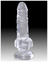 Прозрачный фаллоимитатор с крупной мошонкой на присоске King Cock Clear 5 Cock with Balls