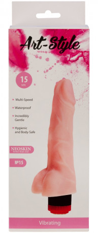 Реалистичный рельефный вибратор из киберкожи с мошонкой ART-Style 15