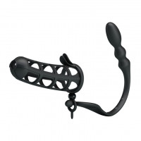 Насадка на пенис с ребристым анальным массажером