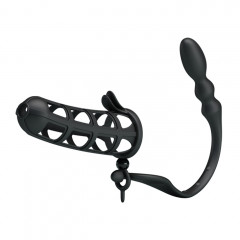 Насадка на пенис с ребристым анальным массажером