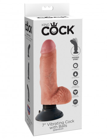 Гнущийся реалистичный вибратор на съемной присоске 7 Vibrating Cock with Balls