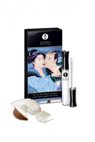 Возбуждающий блеск для губ для оральных ласк аромат кокоса Shunga