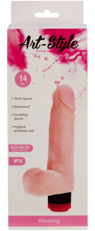 Реалистичный вибратор с мошонкой и покрытием из киберкожи ART-Style 14