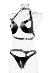 БДСМ бикини черного цвета с цепочками TOYFA Theatre