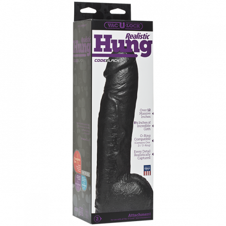 Пенис-насадка с мошонкой для страпона Hung Vac-U-Lock