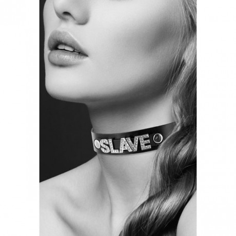 Тонкий ошейник - чокер с сексуальной надписью Slave