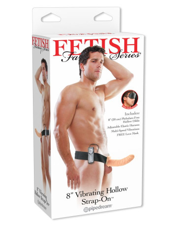 Мужской страпон с вибрацией с полой насадкой 8 Vibrating Hollow Strap-On