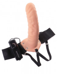 Мужской страпон с вибрацией с полой насадкой 8 Vibrating Hollow Strap-On