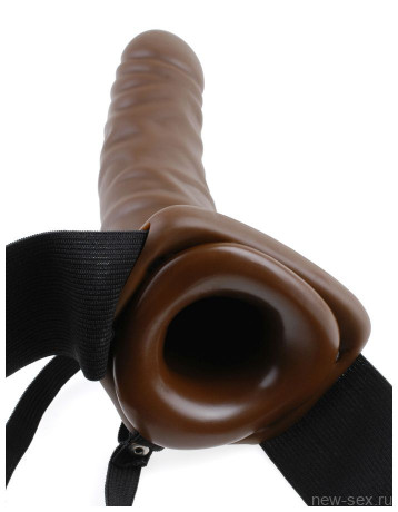 Мужской страпон с вибрацией с полой насадкой 8 Vibrating Hollow Strap-On