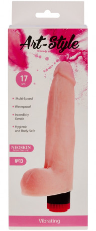 Вибратор большого размера с мошонкой из материала киберкожа ART-Style 13