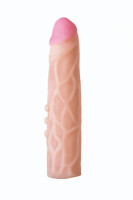 Ребристая насадка телесного цвета на страпон Harness